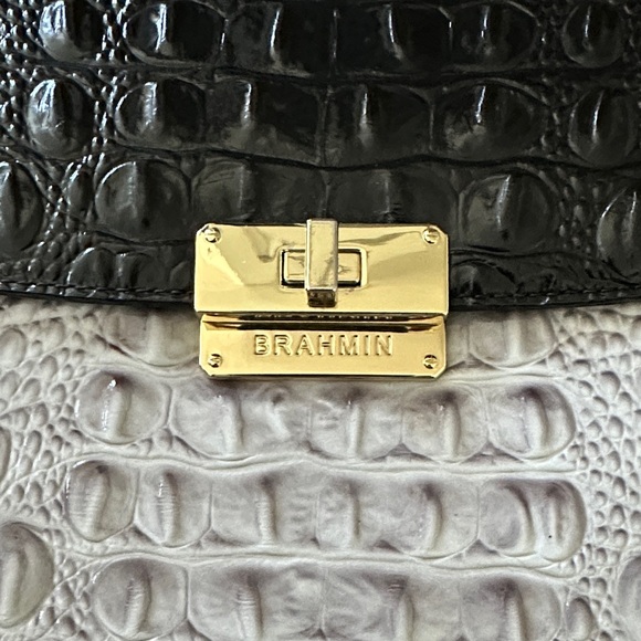 Brahmin Black and Gray Croc-Embossed Satchel - Picture 4 of 8